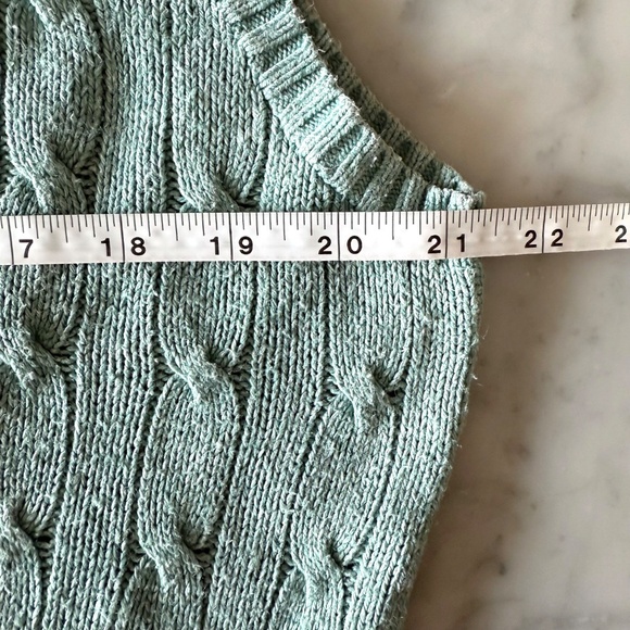 Vintage Polo Ralph Lauren Silk Cable Knit Vest XL Teal Preppy Old Money Classic - Picture 6 of 7